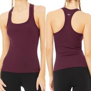 Alo Yoga Rib Support Tank in Black Plum